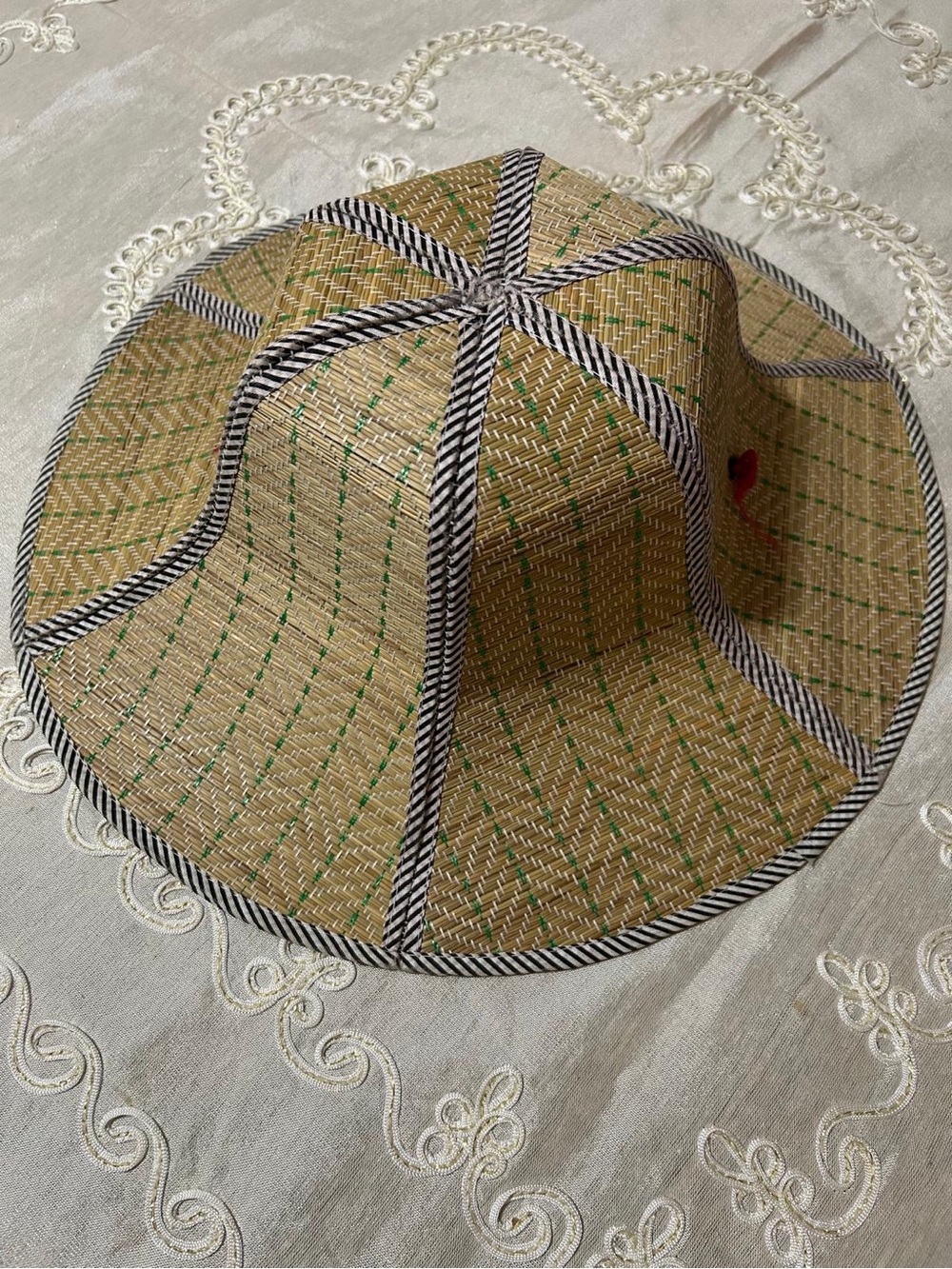 Straw Wide-Brim Sun Hat with Black Trim - Women Accessories
